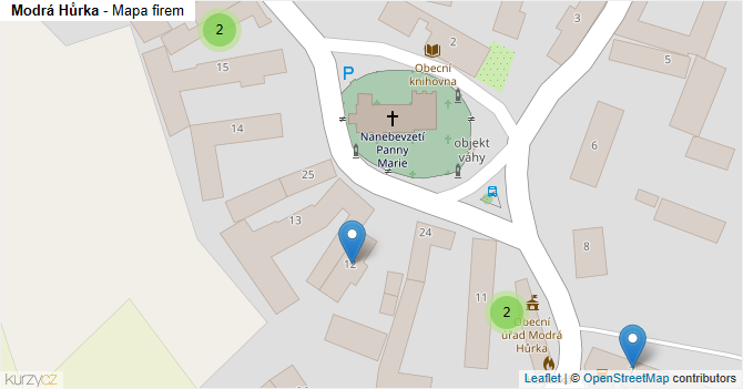Modrá Hůrka - mapa firem
