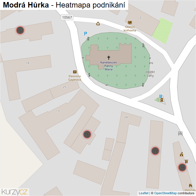 Mapa Modrá Hůrka - Firmy v obci.