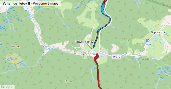 Vchynice-Tetov II - záplavové mapy stoleté vody