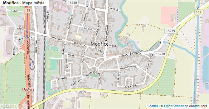 Modřice - mapa města