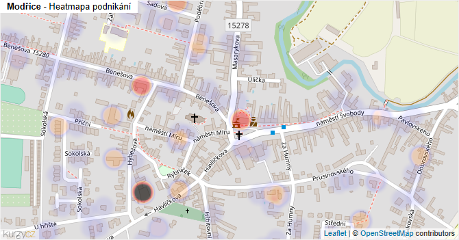 Modřice - mapa podnikání