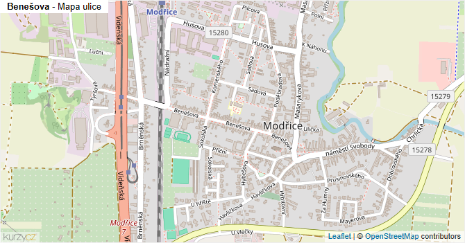 Benešova - mapa ulice