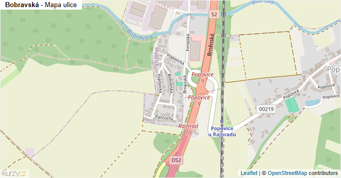 Bobravská - mapa ulice