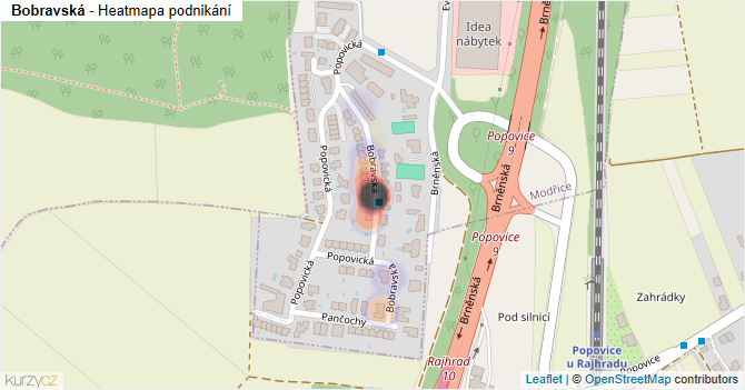 Bobravská - mapa podnikání