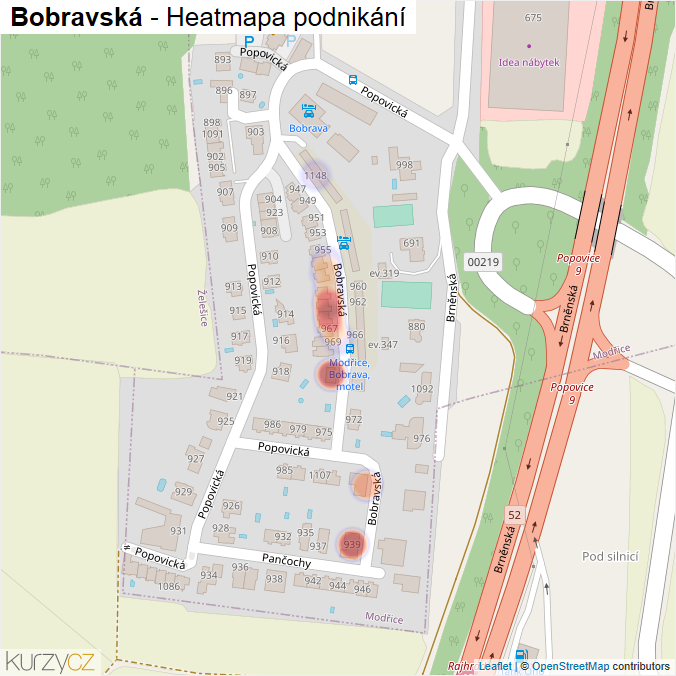 Mapa Bobravská - Firmy v ulici.