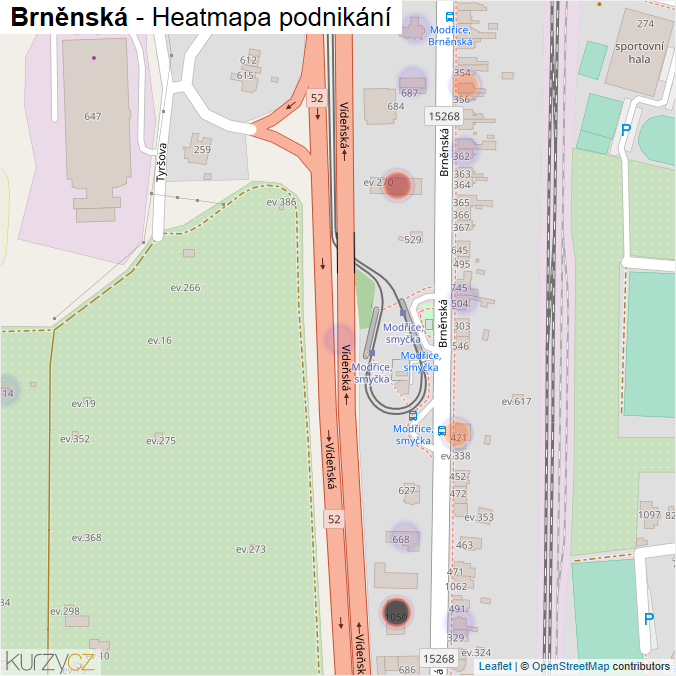 Mapa Brněnská - Firmy v ulici.