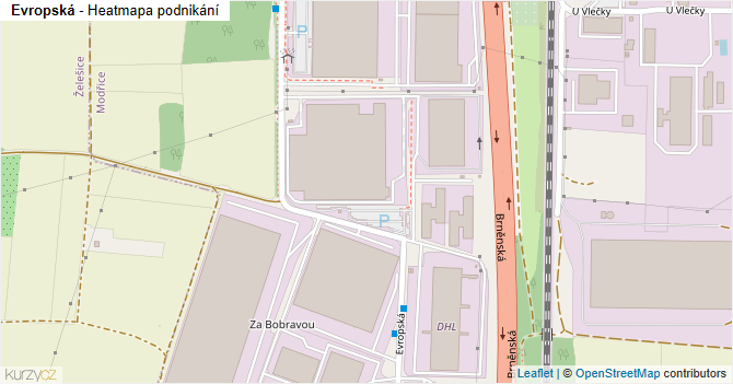 Evropská - mapa podnikání