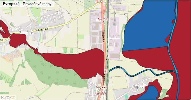 Evropská - záplavové mapy stoleté vody