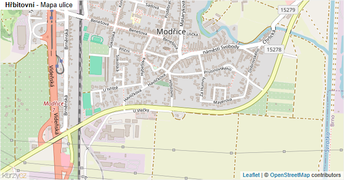 Hřbitovní - mapa ulice