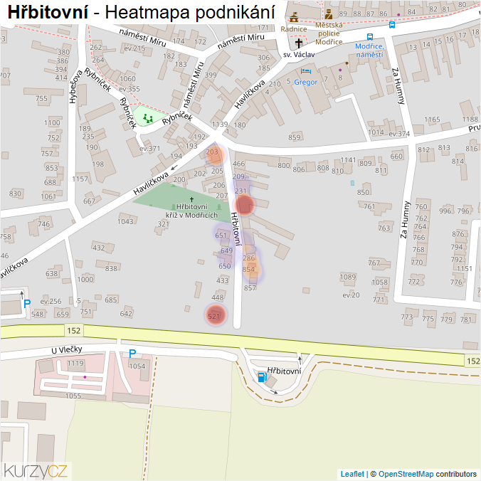 Mapa Hřbitovní - Firmy v ulici.