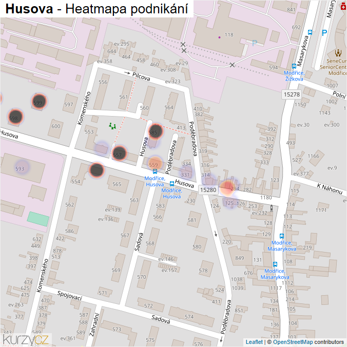 Mapa Husova - Firmy v ulici.