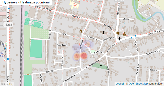 Hybešova - mapa podnikání