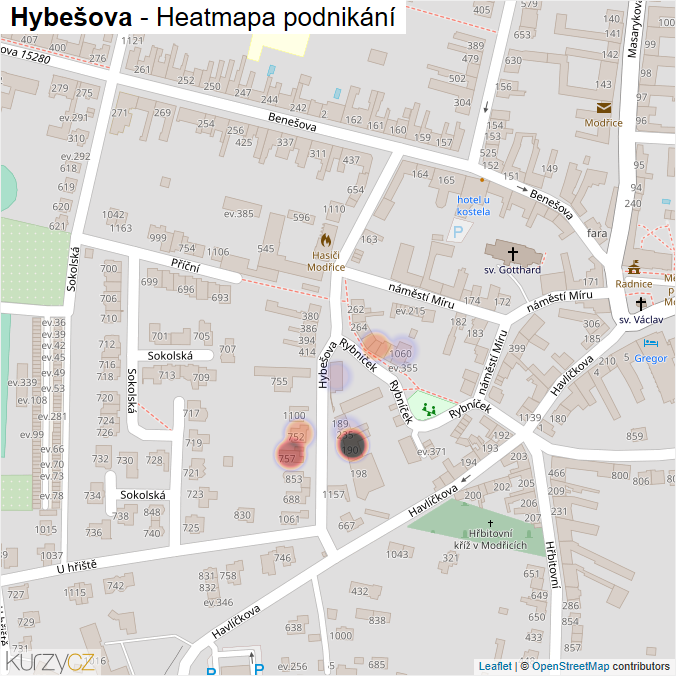 Mapa Hybešova - Firmy v ulici.