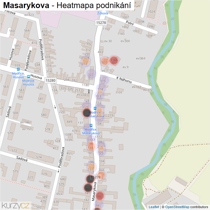 Mapa Masarykova - Firmy v ulici.