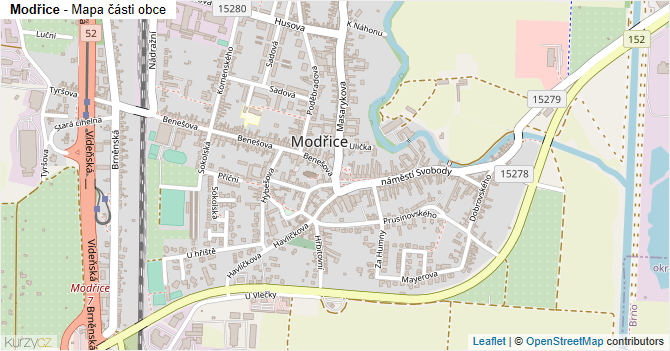 Modřice - mapa části obce