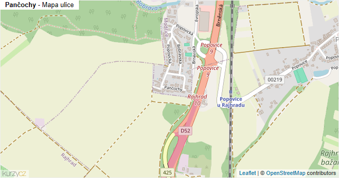 Pančochy - mapa ulice
