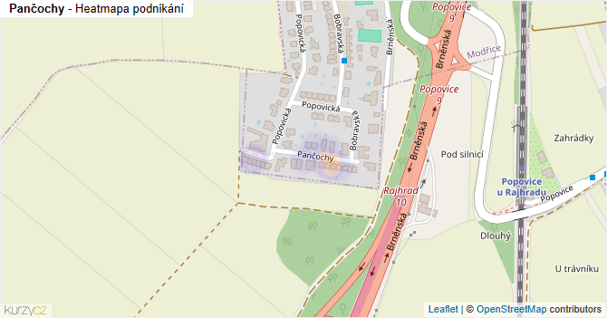 Pančochy - mapa podnikání
