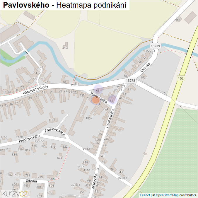 Mapa Pavlovského - Firmy v ulici.