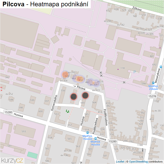 Mapa Pilcova - Firmy v ulici.