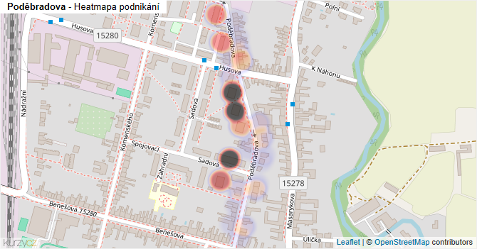 Poděbradova - mapa podnikání
