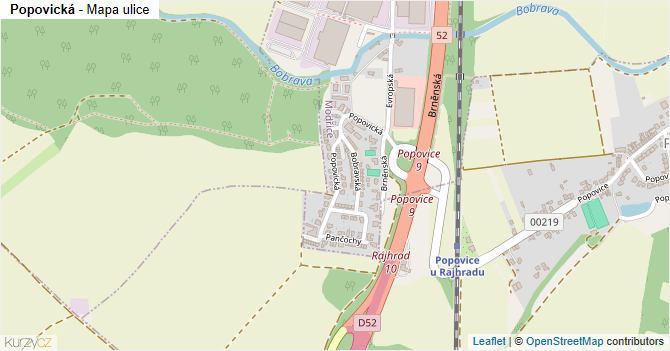 Popovická - mapa ulice