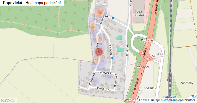 Popovická - mapa podnikání