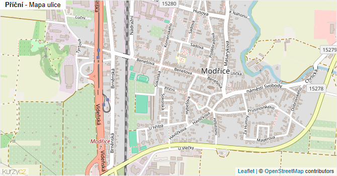 Příční - mapa ulice