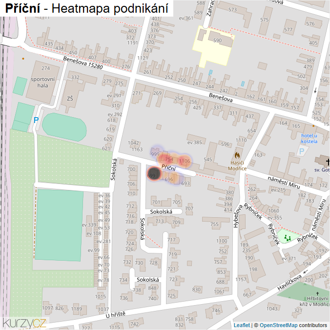 Mapa Příční - Firmy v ulici.