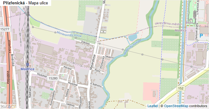 Přízřenická - mapa ulice