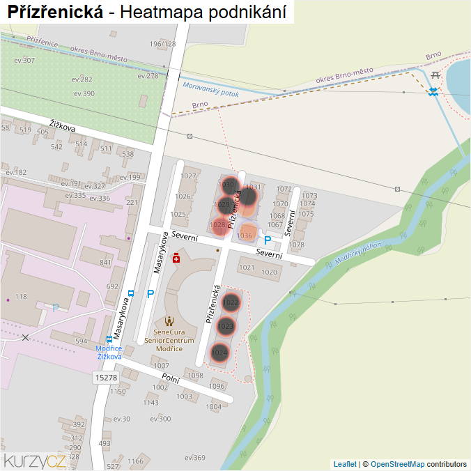 Mapa Přízřenická - Firmy v ulici.