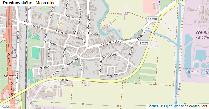 Prusinovského - mapa ulice