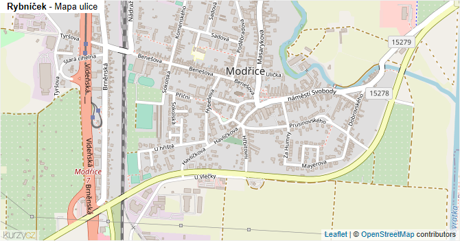 Rybníček - mapa ulice