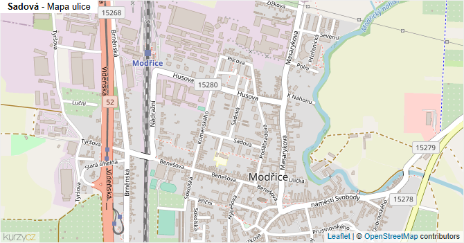 Sadová - mapa ulice