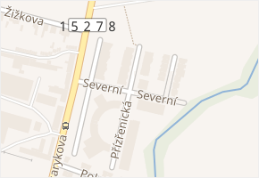 Severní v obci Modřice - mapa ulice