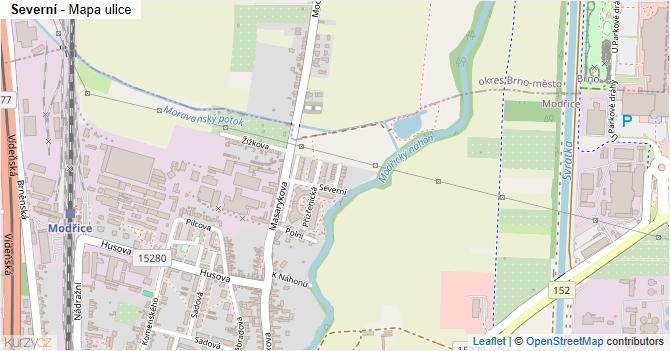 Severní - mapa ulice