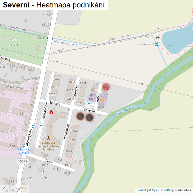 Mapa Severní - Firmy v ulici.