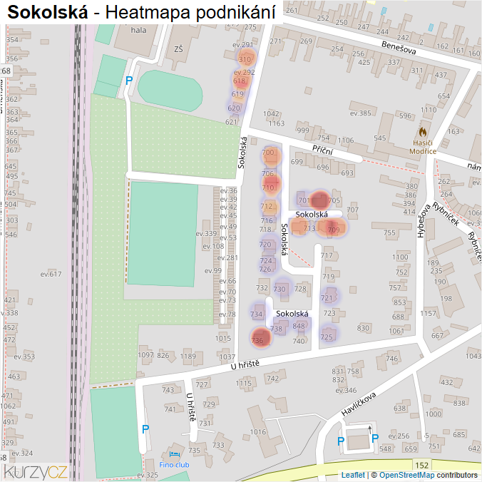 Mapa Sokolská - Firmy v ulici.