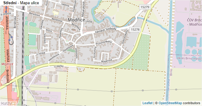 Střední - mapa ulice