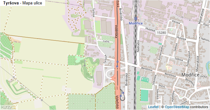 Tyršova - mapa ulice