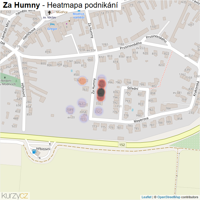 Mapa Za Humny - Firmy v ulici.