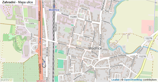 Zahradní - mapa ulice