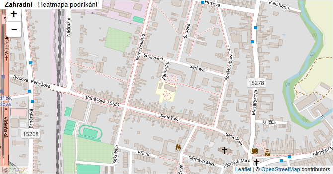 Zahradní - mapa podnikání