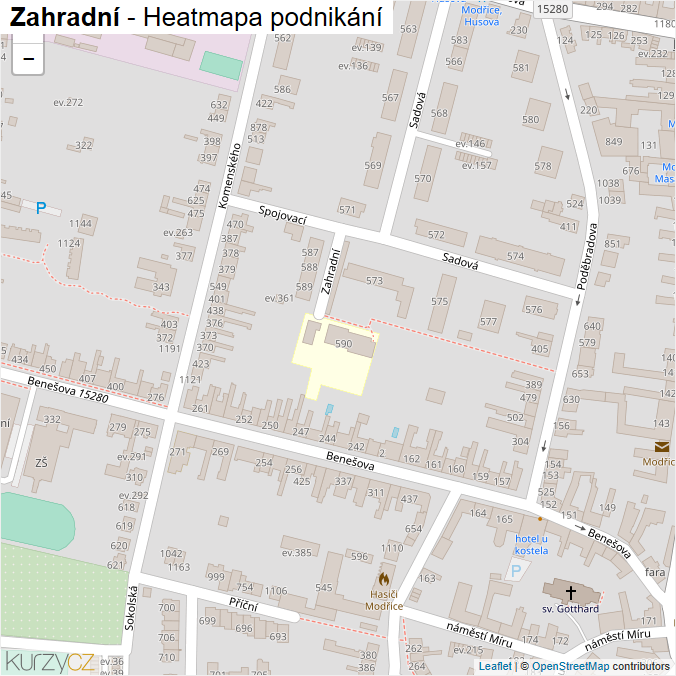 Mapa Zahradní - Firmy v ulici.