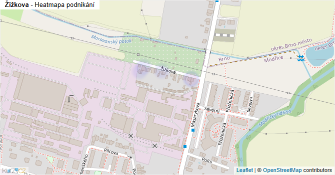 Žižkova - mapa podnikání