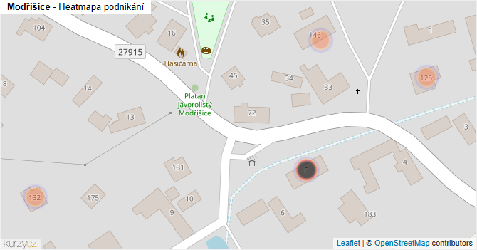 Modřišice - mapa podnikání