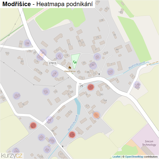 Mapa Modřišice - Firmy v části obce.