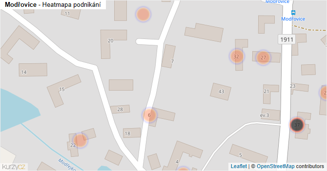 Modřovice - mapa podnikání
