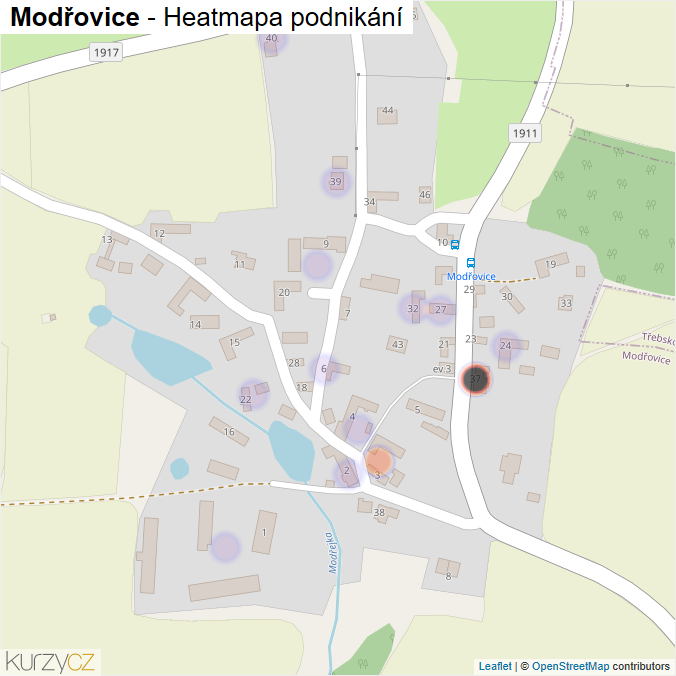 Mapa Modřovice - Firmy v části obce.