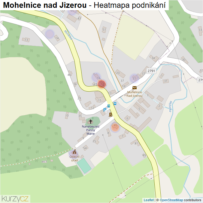 Mapa Mohelnice nad Jizerou - Firmy v části obce.