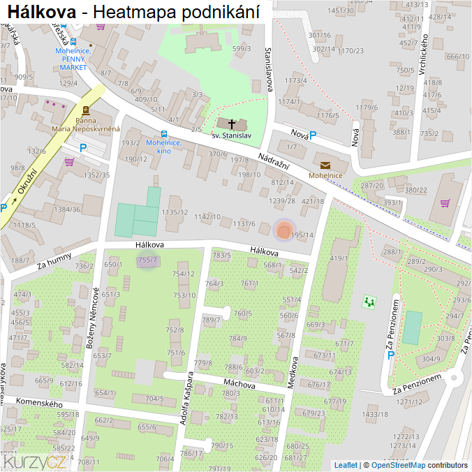 Mapa Hálkova - Firmy v ulici.